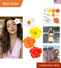 3.5-Inch Colorful Hawaiian Flower Hair Barrettes - Easy to Wear for Any Occasion
