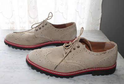 Suede Wingtip Bucks Shoes 9.5M Preppy Old Money St Johns Bay Beige Ivy Style