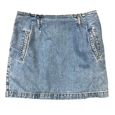 Vintage Guess Jeans Denim Skirt Size 30 Blue 90s Made in USA Zip Mini Pockets XS