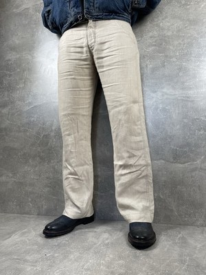 Armani Jeans Vintage Linen Beige Italy Size 52 Lightweight Summer