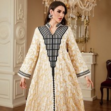 Long Evening Kaftan Dubai Abaya Dress Muslim Robe Islamic Party Gown for Women