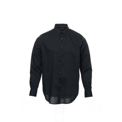 Alfani Big and Tall Mens Button Down Shirt L Black Pinstripe Cotton Blend Formal