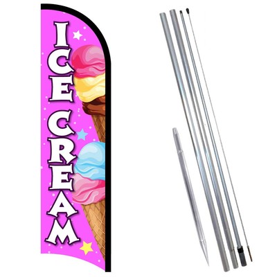 ICE CREAM (PINK) Premium Windless  Feather Flag Bundle (Complete Kit) OR Optiona