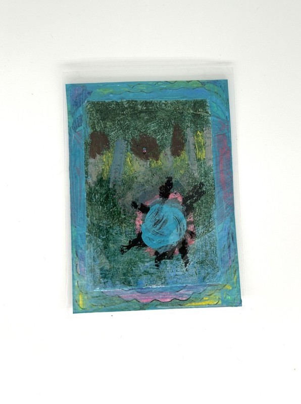 MRAO Studio ACEO Original Tiny Abstract Painting 3.5”x2.5” Art by Miss Rina