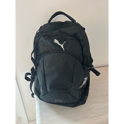 Puma Black Textured Sports Backpack Multi-Pocket Laptop Bag Mens