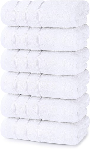 - 6 Pack Viscose Hand Towels Set, (16 x 28 inches) Ring Spun Cotton, Ultra So...
