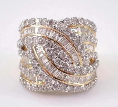 5Ct Round/Baguette Cut Lab Created Diamond Wedding Ring 14K Two-Tone Gold Plated