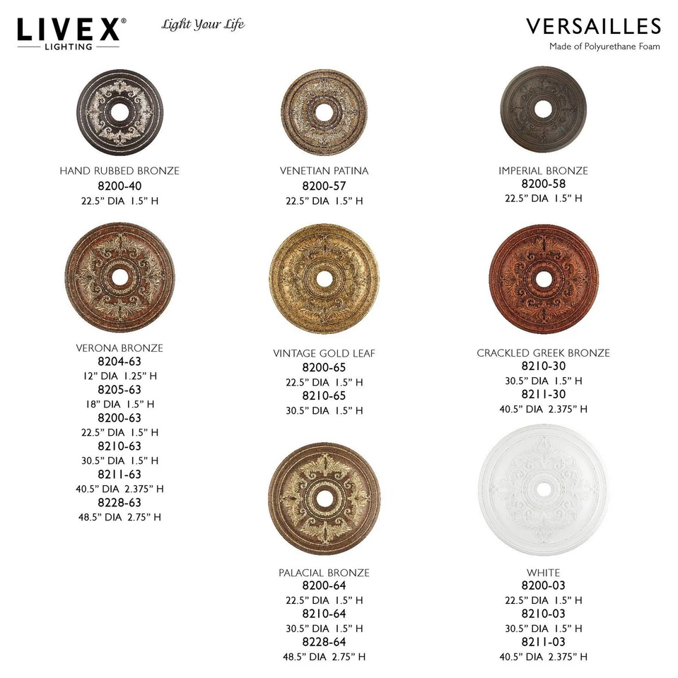 Iluminación Livex 8200-65 Versalles usada - medallón de techo con estilo - 22,5 Foto 3 de 4