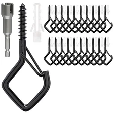 20 PCS Screw Hooks with Safety Buckle, Heavy Duty Ceiling Hooks for Hanging Outd