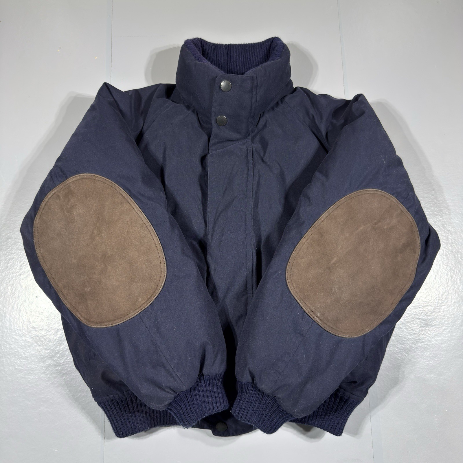 Vintage Nautica Jacket Mens Large Navy Duck Down Puffer Coat Plaid Lining Zip image 2