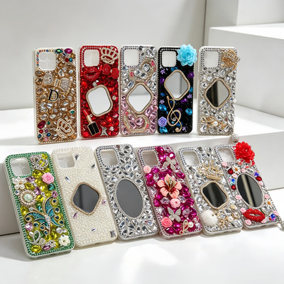 For iPhone 16/16 Pro/16 Pro Max Case Sparkly Glitter Rhinestone Gems Girly Cover