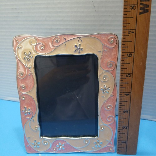 Peach/pink Enamel/rhinestone Picture Frame Flower Design 4x6” | eBay