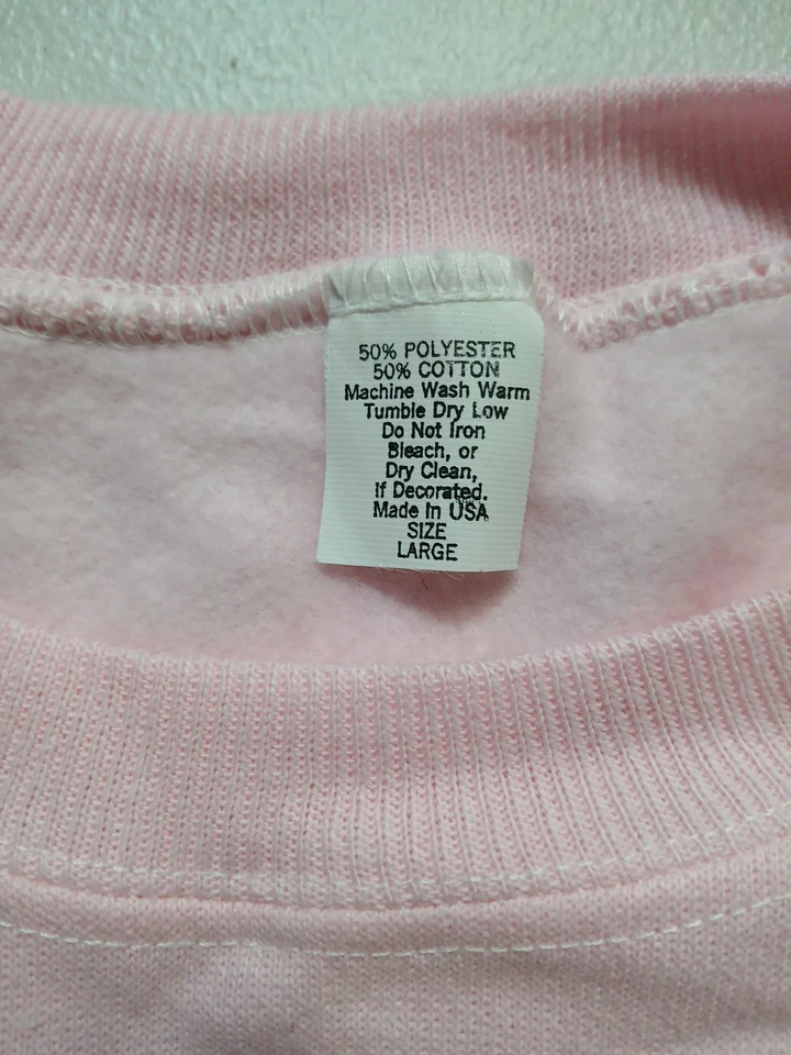 De Colección Años 80 90 Talla L Sombreros de Vaquera Gráfico Rosa Pullover Cuello Redondo Sudadera Hecha en EE. UU. Foto 3 de 4