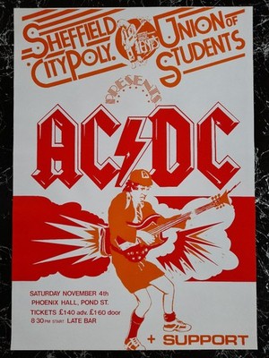 AC/DC '78 'Lock Up Your Daughter' Tour * Sheffield/UK Sat Nov 4th 1978 * Plakat