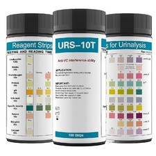 URS 10-in-1 Urine Test Strips: UTI, Ketosis, pH, Protein, Kidney Function, 10 Pa