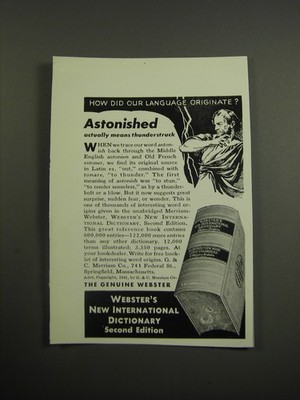 1941 Webster's New International Dictionary Advertisement - Astonished