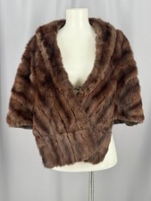 Vtg Fur Cape Brown Shawl Wrap Evening Mob Wife Glam Old Money 60s 70s