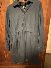 Nine West Blue Denim Shirt Dress Long Sleeve Knee Length Womens L new no tags 