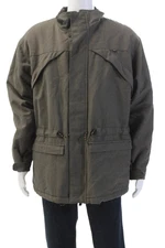 Napapijri Mens Wool Zip Closure Corduroy Trim Coat Gray Size L