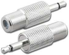 (2 pcs) F81 Coax Female to 3.5mm Male Mono TV Cable Video Audio Adapter Plug