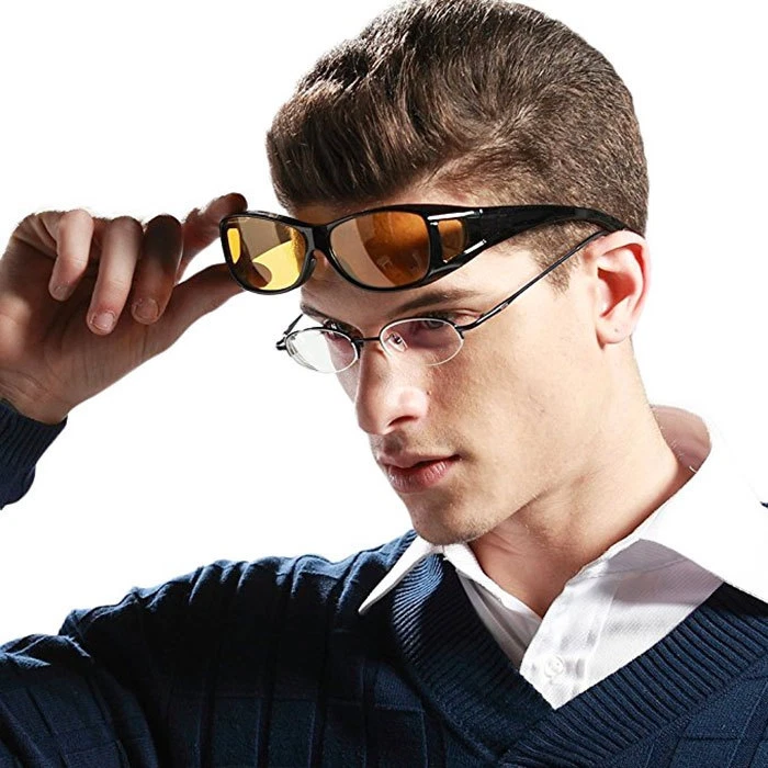 Lunette vision nocturne nuit verre jaune anti blouissement