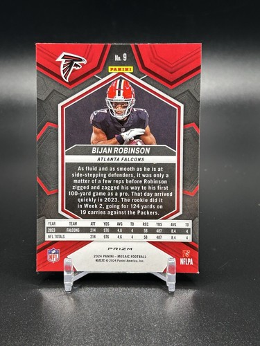 2024 Panini Mosaic Bijan Robinson Yellow Reactive Mosaic Prizm #9 Falcons - Afbeelding 2 van 2