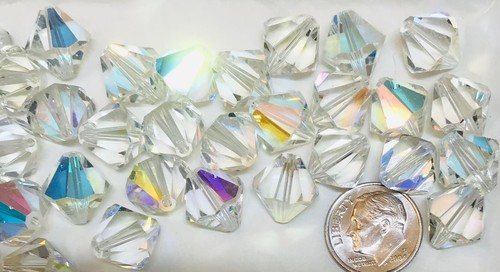 Vintage Swarovski® Crystal Bicone Beads #364 - 12mm - Crystal AB - 36 Pieces - Picture 7 of 12