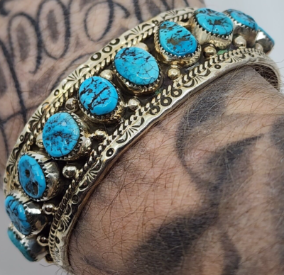 Solid 14k Gold Rare Vintage Navajo Native American Jewelry jewelry Old Kingman Turquoise Ring Solid 14k Gold Rare Vintage Navajo Native American Jewelry jewelry Old Kingman Turquoise Ring