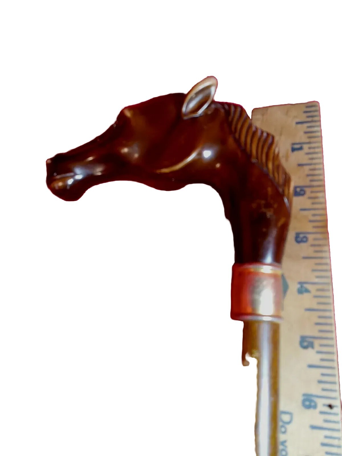 Antique wood Horse Head Wealthy walking cane brass … Gem