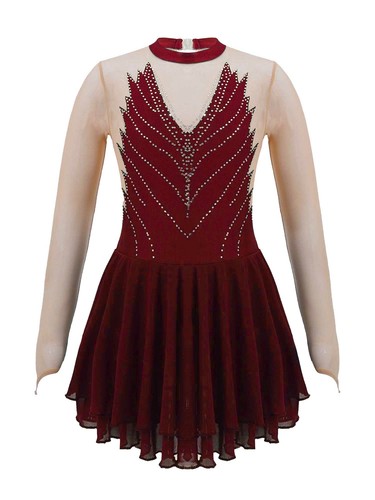 Mädchen Ausschnitt Rücken Eisfigur Schlittschuhkleid Langarm Rollschuhkleider - Bild 245 von 269