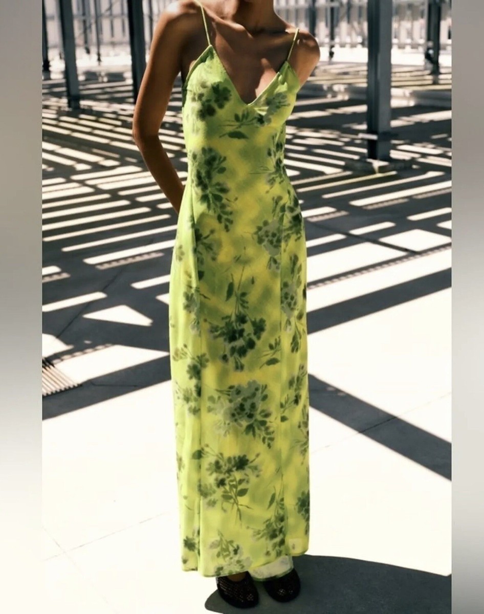 NEW WOMAN ZARA Printed Midi Dress Green 6929/229 Spring Summer Travel  Vacation | eBay