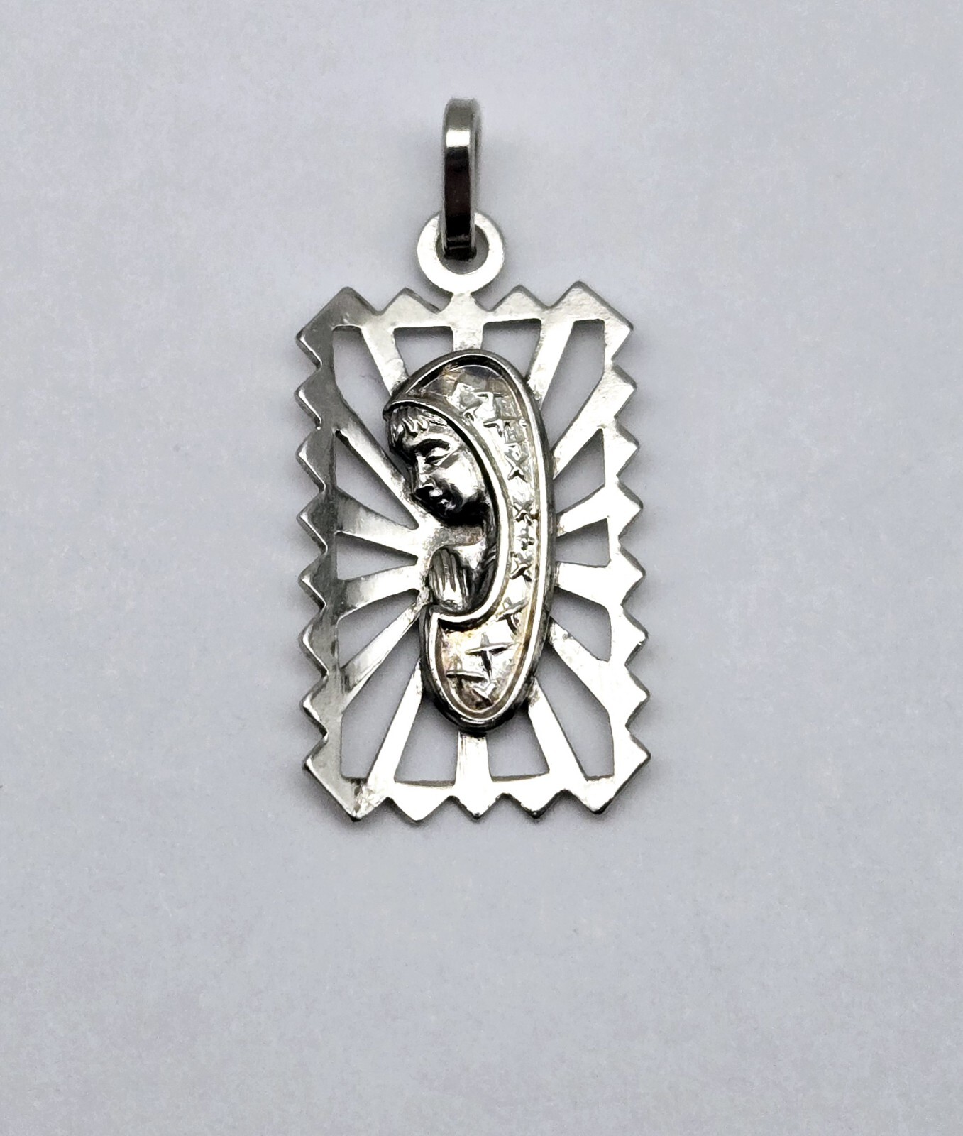 VTG Sterling Silver Virgin Mother Mary Lady of Guadalupe Cut-out Charm Pendant