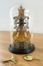 Vintage Comtesse Swiss Glass Domed Skeleton Clock  READ