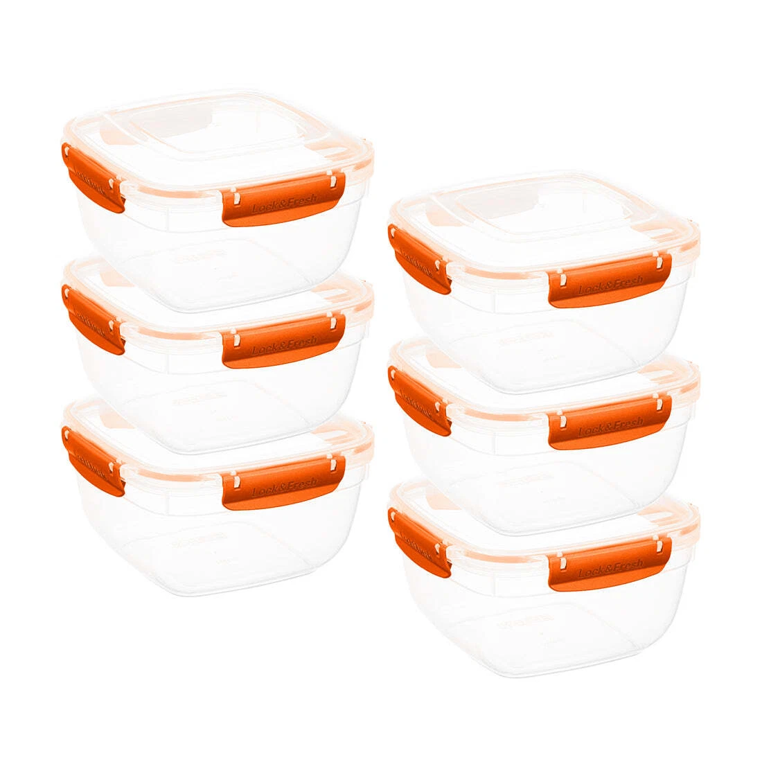 Superio Plastic Food Storage Containers, Airtight Lids, 13 oz., Orange, 6 pack