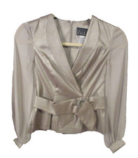 NWOT ALEX EVENINGS S /4/6 Gold Dress Evening Jacket Sheer Sleeves