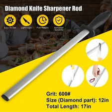 12-inch Diamond Knife Sharpening Steel Honing Rod Oval Stick Kitchen Sharpener
