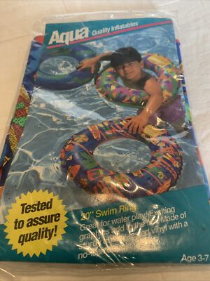 Vintage 1993 Aqua Leisure Transparent 20'' Swim Ring New NOS Swimming Toy Float