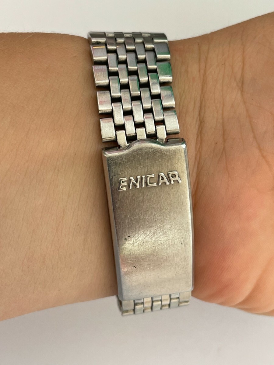 Enicar Ocean Pearl 35mm Gold Tone Steel Day Date Automatic Watch