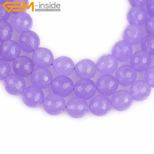 Wholesale Light Purple Jade Gemstone Round Faceted Beads For Jewelry Making 15" - Picture 29 of 40