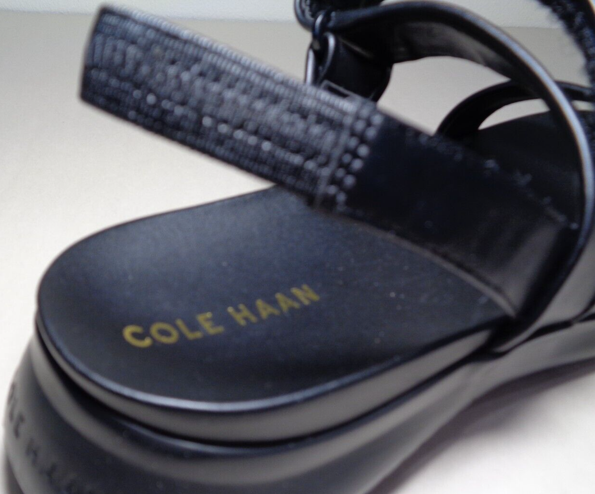 COLE HAAN ゼログランドMERITT SANDAL 8 B BLACK Cole Haan Size 8.5 Wide ZEROGRAND MERITT Black Leather