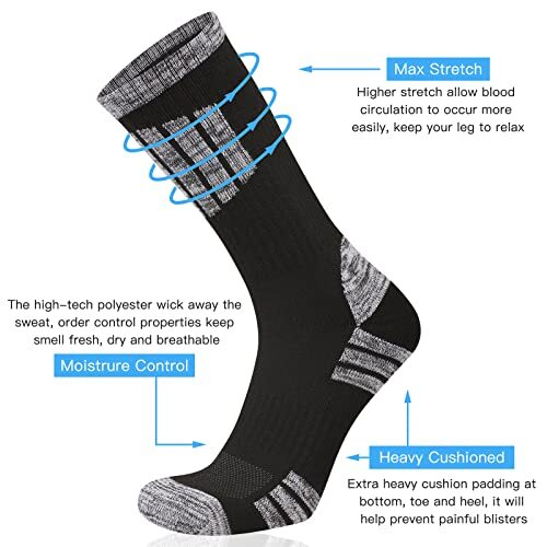 Mens Hiking Socks Crew Outdoor Socks 5 One Size Black+green+brown+blue+red - Foto 2 di 6