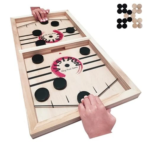 Wooden sling hockey board game outlet