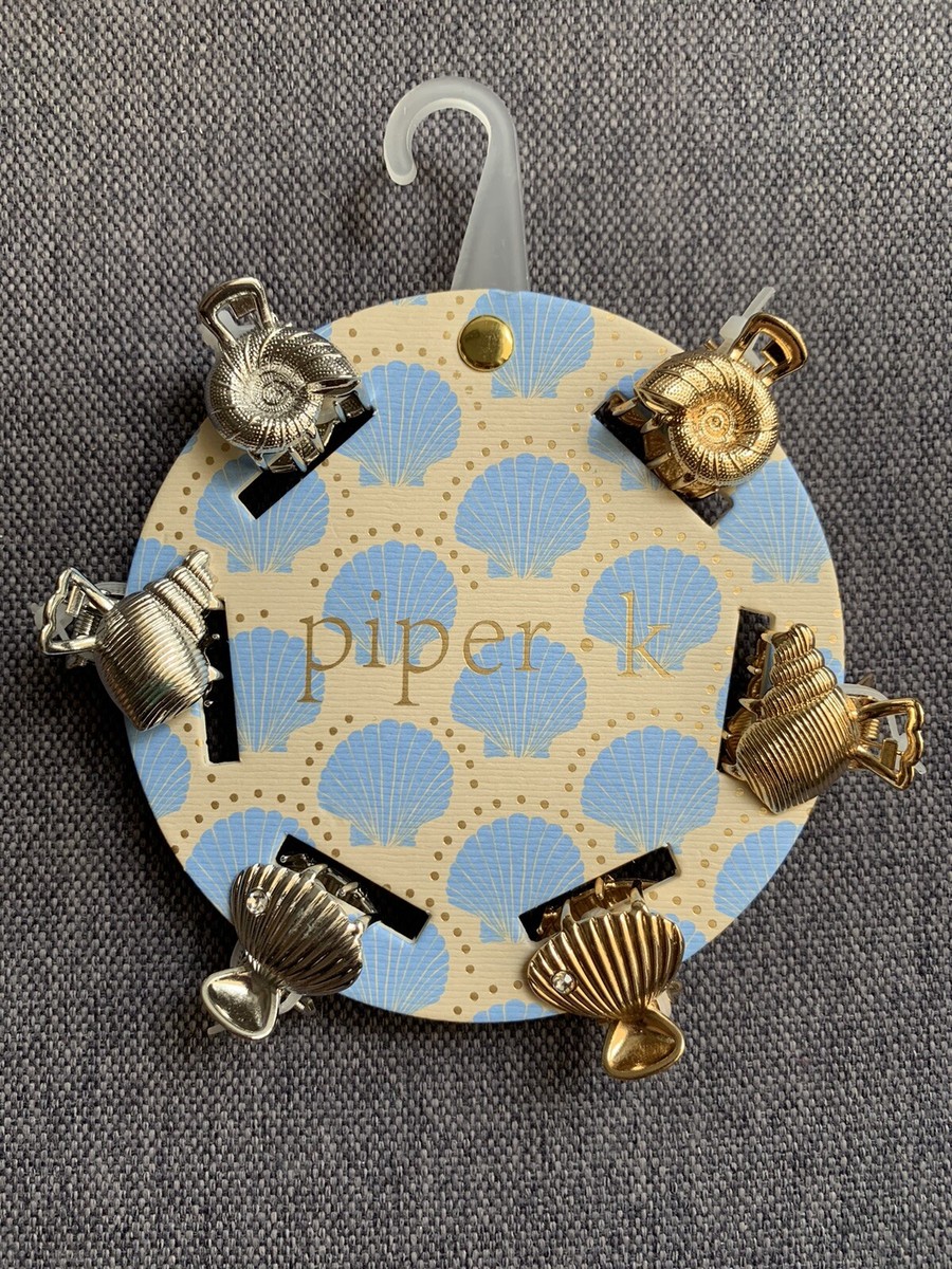 PIPER K SET OF 6 METAL GOLD & SILVER SEASHELL CLIPS—HARD TO  display picture 3