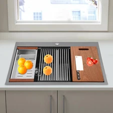 Kitchen Sink, Stainless Steel Kitchen Sink, Double-Bowl Kitchen Sink for Home