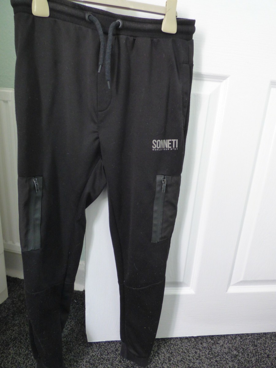Sonneti World Tour No 51 Boys Black Tracksuit Jogging Bottoms Age 12-13  Years