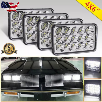 4PCS 4x6'' Led Headlights Hi/Lo Beam For 1980-1988 Oldsmobile Cutlass Ciera H4