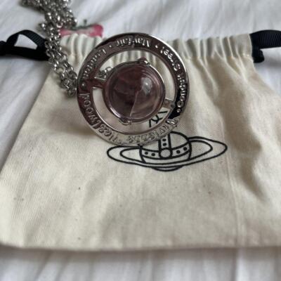 Vivienne Westwood silver tone 3D Orb Pink Ladies Pendant Necklace
