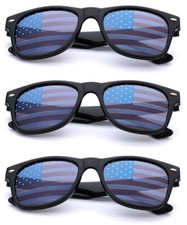 BULK 3 - 6PC LOT KIDS USA Flag Lens Retro Square Patriotic Sunglasses Boys Girls