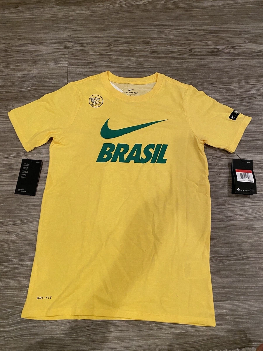 NEW Nike Brasil national team t-shirt 889014-749 Brazil yellow sz XL soccer  boys