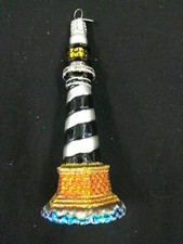 Cape Hatteras Lighthouse Old World Christmas Glass Nautical Ornament